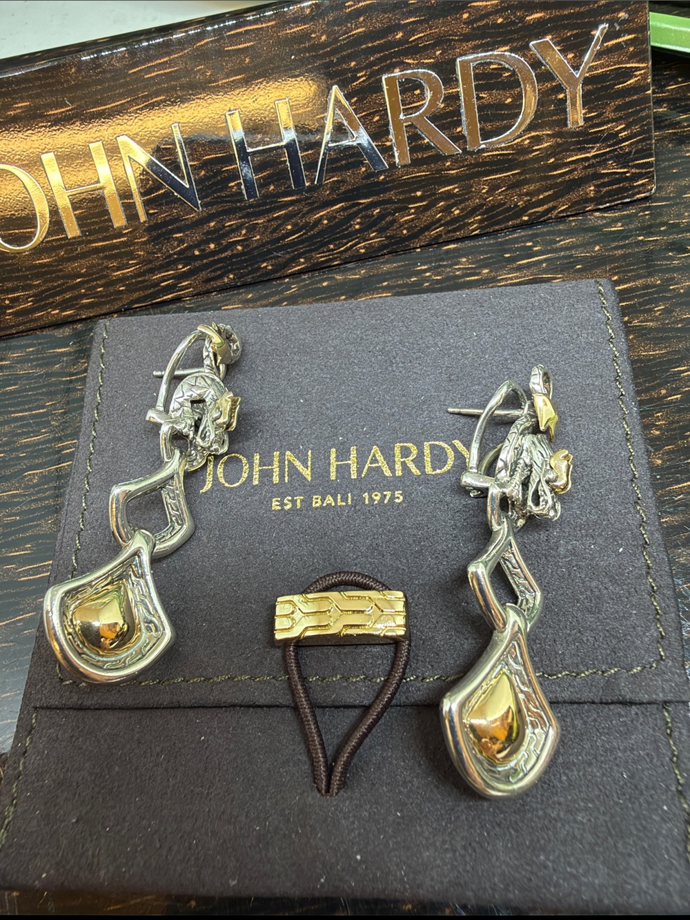 John Hardy Naga Silver 18K Earrings